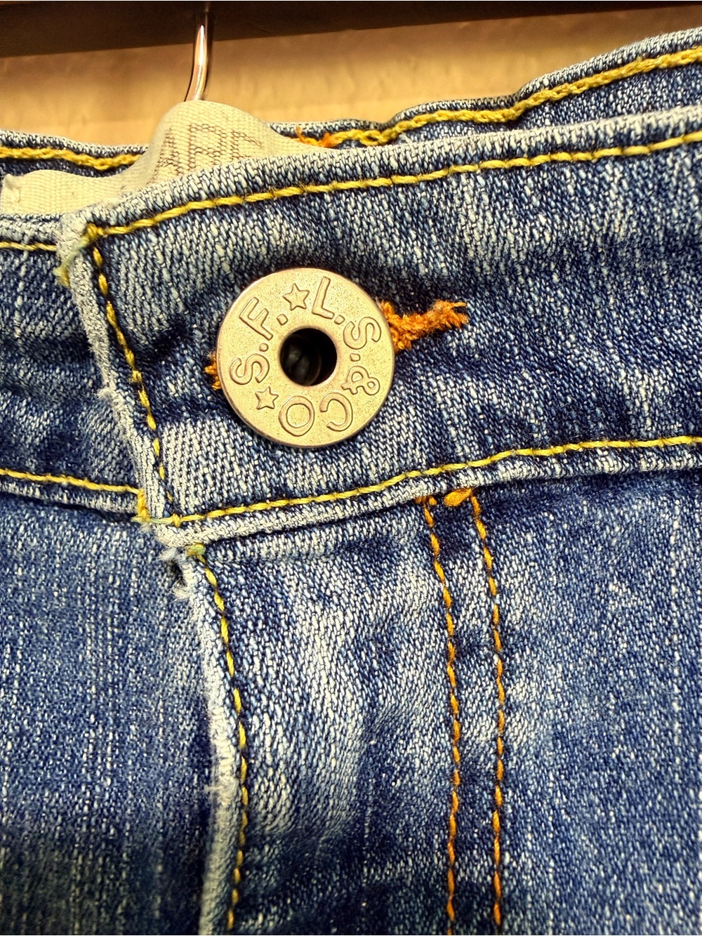 Vintage Levi's 519 Blue flare Denim Jeans with Red Rose & Wing size 11 Women’s - Picture 9 of 15